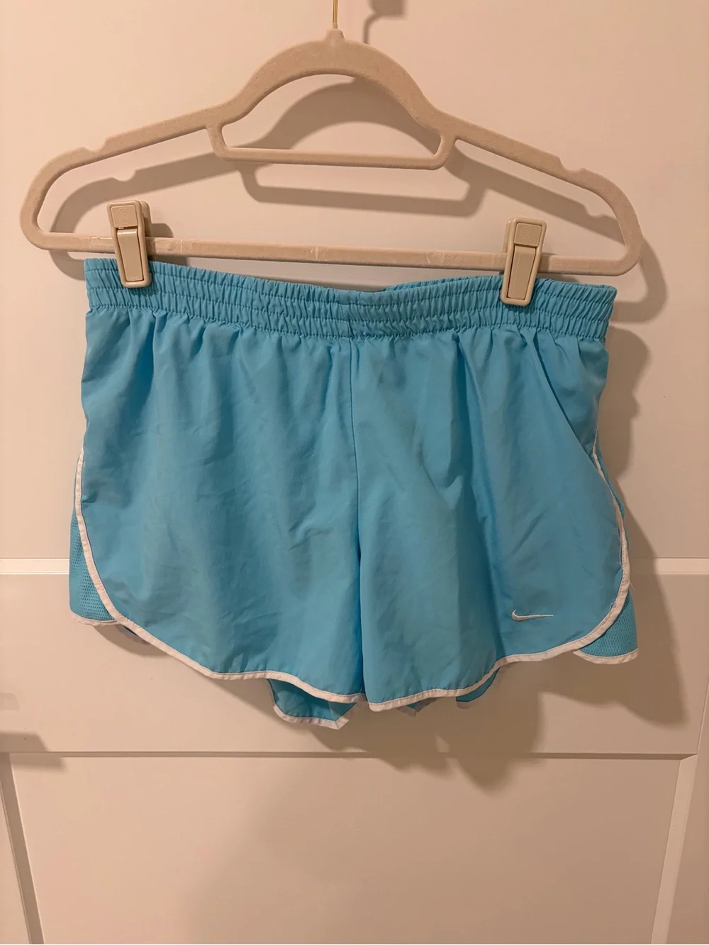 Nike Women's Sky Blue Athletic Shorts with White Trim